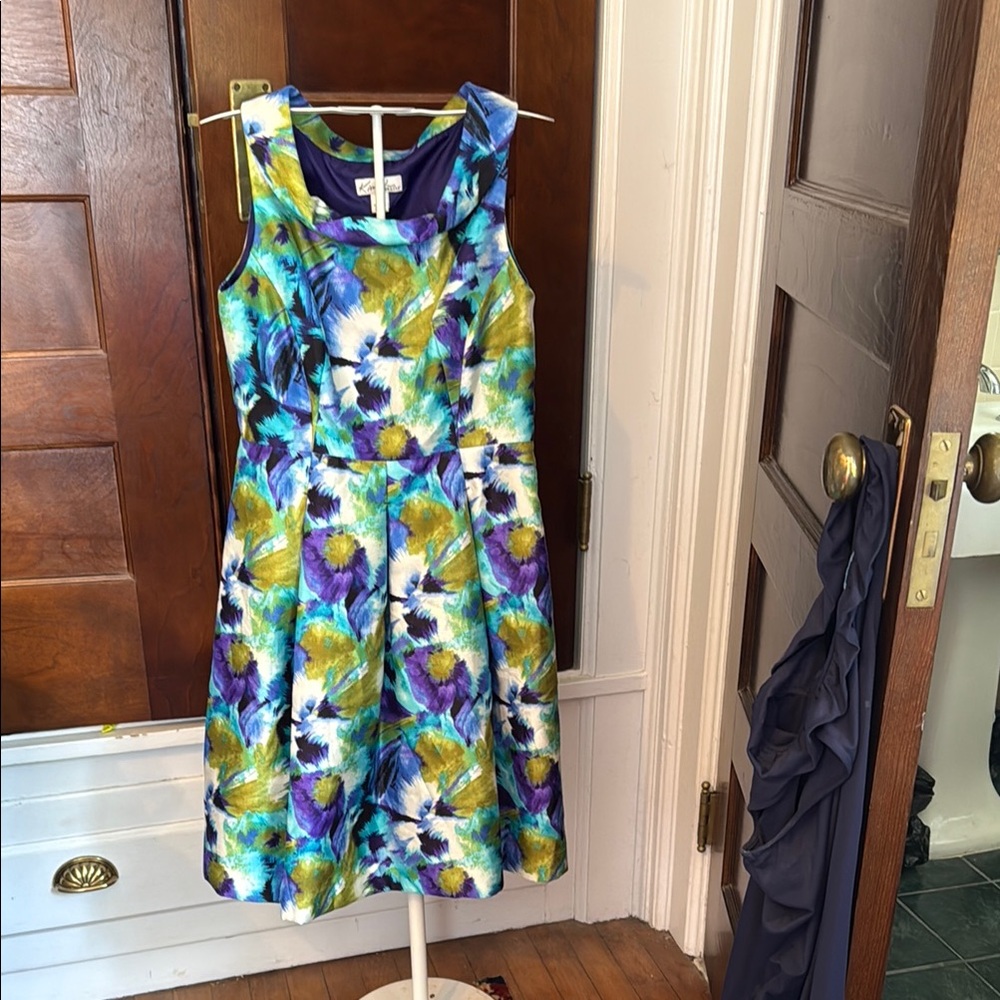 Kim Rogers Multicolored Fit and Flare Midi Dress worn about 3 times- Great shape